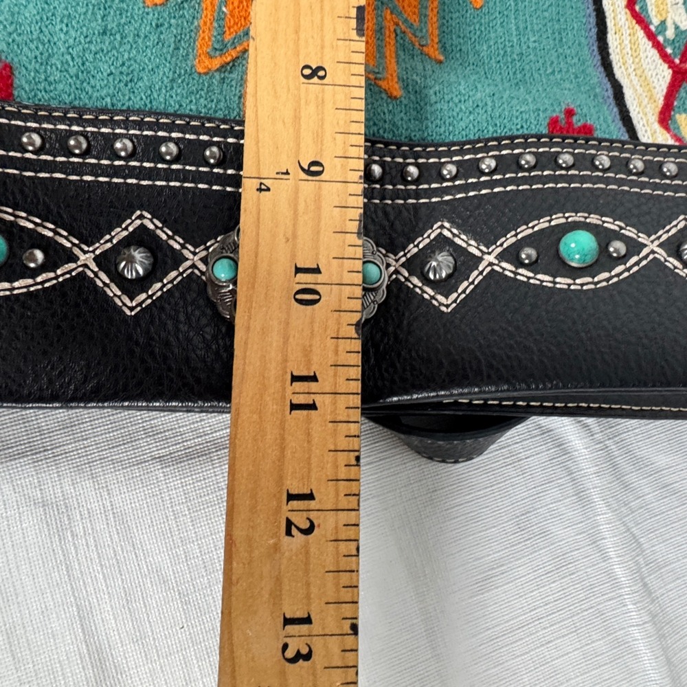 Montana West Southwestern Aztec Tote Bag Concealed Carry Black Teal - Picture 8 of 11